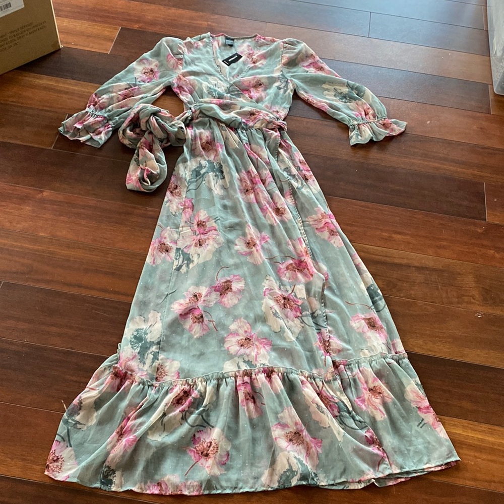 Express wrap-around sheer dress